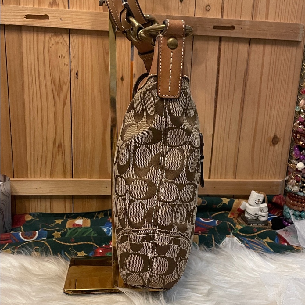 Coach Beige and Brown Signature Crossbody Bag - Picture 5 of 11